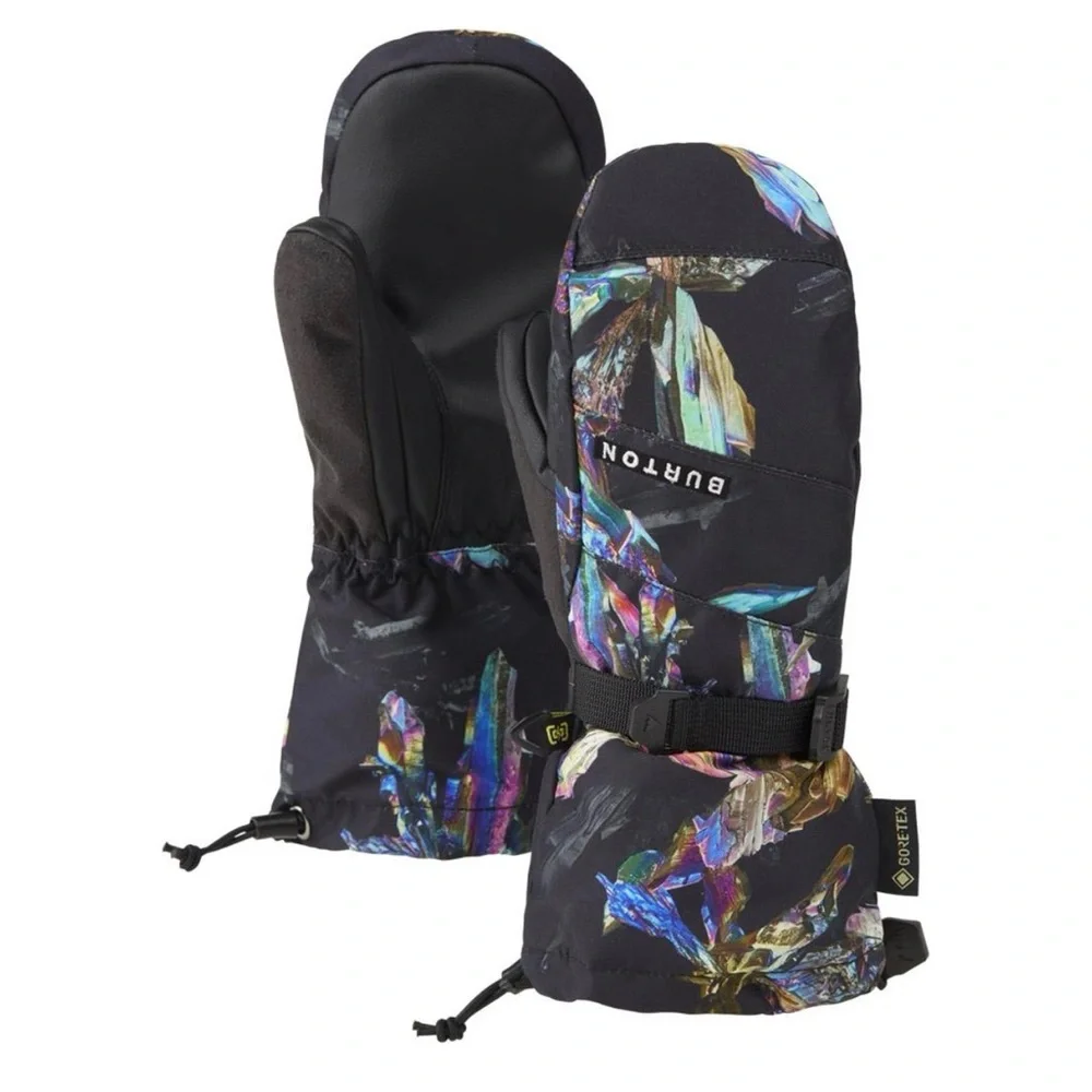 Burton Kids Black Mittens with Print -True Black Crystals